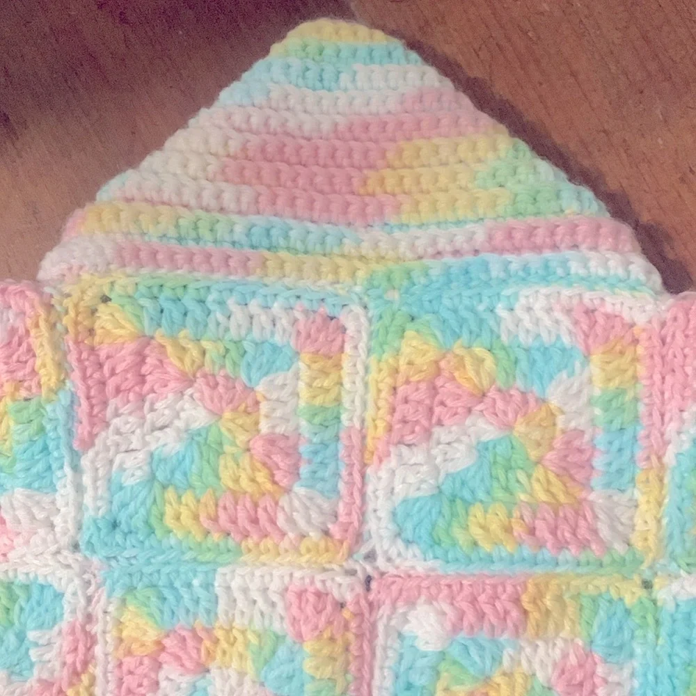 OOAK Hand-crafted infant sleep sack in pastel granny squares